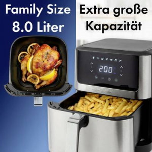 ProfiCook  PC-FR 1269 H Forrólevegős fritőz 8 l 1800 W Nemesacél, Fekete (501269)