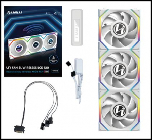 Lian Li UNI FAN SL Wireless LCD 120 hűtő ventilátor fehér 3db (12SLLCD1W3W)