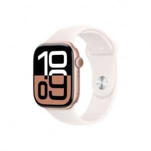 Apple Watch Series 10 GPS 46mm rozéarany alumíniumtok, lágy rózsaszín sportszíj M/L méret (MWWU3)