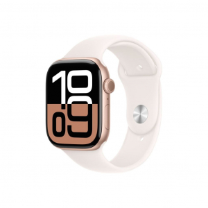 Apple Watch Series 10 GPS 46mm rozéarany alumíniumtok, lágy rózsaszín sportszíj S/M méret (MWWT3)