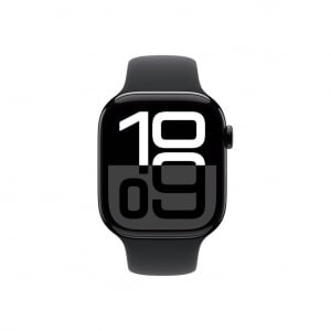 Apple Watch Series 10 GPS 46mm kozmoszfekete alumíniumtok, fekete sportszíj S/M méret (MWWP3)