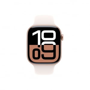 Apple Watch Series 10 GPS 46mm rozéarany alumíniumtok, lágy rózsaszín sportszíj M/L méret (MWWU3)