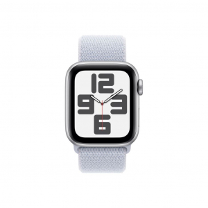 Apple Watch SE (2024) GPS + Cellular 40mm ezüst színű alumínimumtok, fakókék sportpánt (MXGE3)