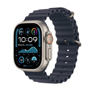 Apple Watch Ultra 2 GPS + Cellular 49mm natúr titántok, tengerészkék Óceán szíj (MX4D3FD/A)