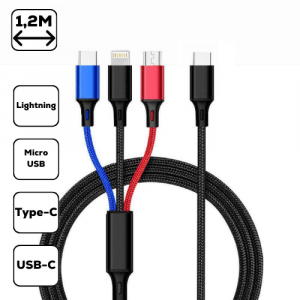 Cellect 3az1-ben USB-C / microUSB, Type-C, Lightning t&ouml;ltők&aacute;bel 1.2m (MDCU-3IN1-TYPEC)