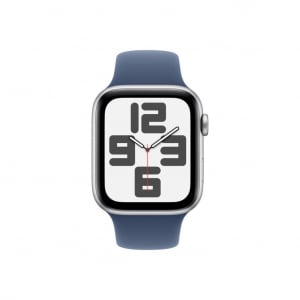 Apple Watch SE (2024) GPS 40mm ezüst színű alumínimumtok, denimszínű sportszíj M/L (MXED3)