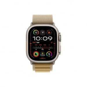 Apple Watch Ultra 2 GPS + Cellular 49mm natúr titántok, drapp alpesi pánt L méret (MX4H3FD/A)