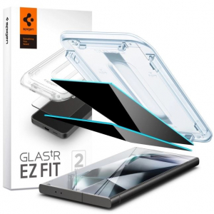 Spigen Glass tR EZ Fit Privacy Samsung Galaxy S24 Ultra kijelzővédő betekintés elleni védelemmel (AGL07625)