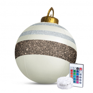 Family felfújható RGB LED-es óriás karácsonyi gömb dekoráció fehér 60cm (58740A)