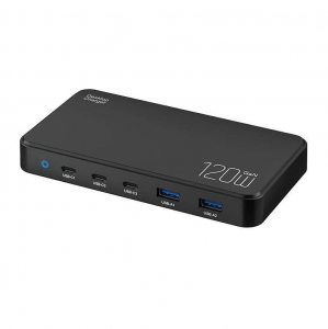 BlitzWolf 5az1-ben 2xUSB-A és 3xUSB-C hálózati töltő 120W fekete (BW-i100)