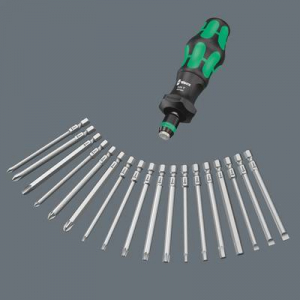 Wera  Kompakt Turbo Imperial 1 (05057483001) Bit k&eacute;szlet 19 r&eacute;szes 1/4 (6.3 mm) Bit tart&oacute; csavarh&uacute;z&oacute;val, Nyomat&eacute;k adapterrel, Gyorscsere tokm&aacute;ny, Beka