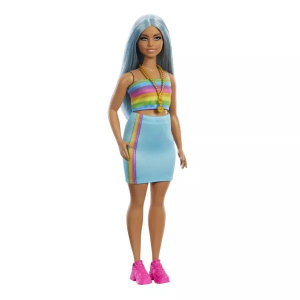 Mattel Barbie Fashionista 65. évfordulós baba szivárvány csíkos topban (HRH16)