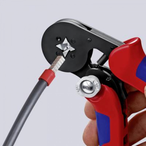 KNIPEX Önbeállító érvéghüvely krimpelő fogó, barnított, 180 mm,  (97 53 04 SB)