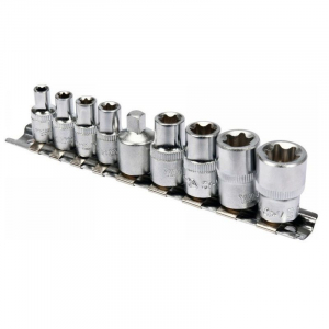 YATO 9 részes külső torx szett 1/4":E5-E8,3/8":E10-E16 dugókulcs készlet (YT-0520)