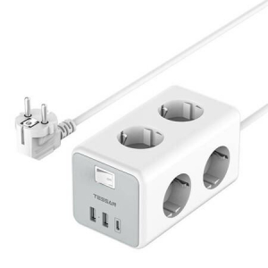 Tessan 6x AC, 2x USB-A, 1x USB-C hálózati elosztó (TS-306-C)