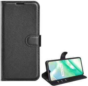Gigapack Realme C33 bőr hatású prémium fliptok fekete (GP-139599)