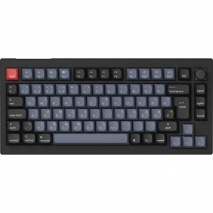 Keychron V1 Max Bluetooth / vezet&eacute;k n&eacute;lk&uuml;li / USB Gateron Jupiter Brown mechanikus billentyűzet fekete-k&eacute;k (V1M-D3-HG)