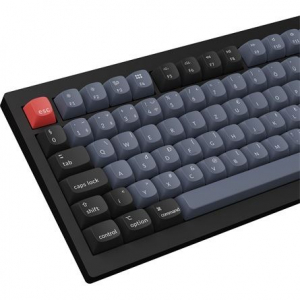Keychron V1 Max Bluetooth / vezet&eacute;k n&eacute;lk&uuml;li / USB Gateron Jupiter Brown mechanikus billentyűzet fekete-k&eacute;k (V1M-D3-HG)