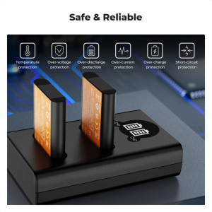 K&F Concept BJ-11 akkumul&aacute;tor t&ouml;ltő + 2db DB-110 akkumul&aacute;tor 1100mAh (KF-28-0051)