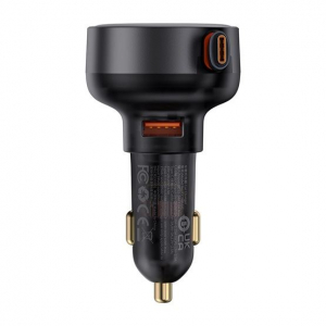 Baseus Enjoyment Pro autós töltő beépített Type-C kábellel 60W fekete (C00057800111-00)