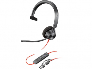 Poly Blackwire 3310 USB-C mono headset + USB-C/A adapter (8X216AA)