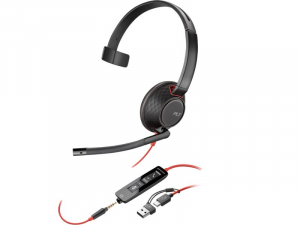 Poly Blackwire 5210 mono USB-C headset + 3,5 mm-es csatlakozó + USB-C–USB-A-adapter (8X230AA)
