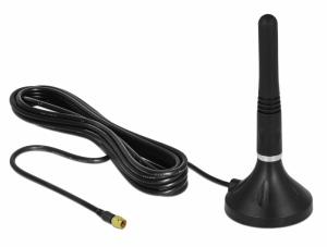 Delock LTE antenna SMA-dug&oacute; 2 - 3 dBi 11 cm ir&aacute;ny&iacute;tatlan, r&ouml;gz&iacute;tett, m&aacute;gneses talppal &eacute;s csatlakoz&oacute;k (12585)