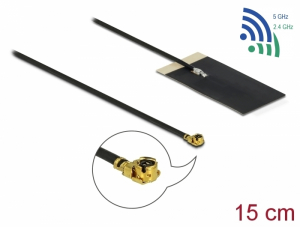 Delock WLAN 802.11 ac/ax/a/h/b/g/n Antenna, MHF  I csatlakozódugó, 2,7 - 3,0 dBi, 1.13 15 cm-es NYÁK (12611)