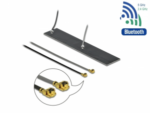 Delock WLAN 802.11 ac/ax/a/h/b/g/n ikerantenna, 2 x MHF  I csatlakozódugó, 2,2   4,0 dBi, 2 x 15 cm- (12627)