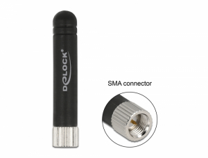 Delock LPWAN 868 MHz antenna SMA-dugó 1,6 dBi irányítatlan, rögzített, fekete (12713)