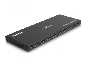 Delock HDMI elosztó 1 x HDMI megoszlik 8 x HDMI-vé, 4K 60 Hz kimenettel és downscalerrel (18654)