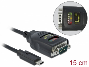 Delock &Aacute;talak&iacute;t&oacute; USB Type-C    1 x Soros RS-232 DB9 15 kV ESD v&eacute;delemmel (64038)
