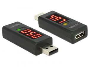 Delock USB 2.0 A dugó > A hüvely átalakító LED-es Volt és Amper kijelzővel (65569)