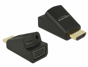 Delock Adapter HDMI-A dug&oacute; > VGA h&uuml;vely audi&oacute;val (65895)