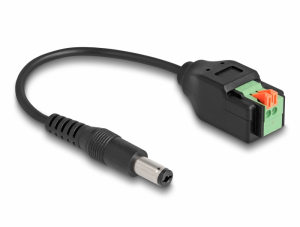 Delock DC k&aacute;bel 2,1 x 5,5 mm apa - Terminal Block Adapter lenyom&oacute; gombbal 15 cm (66253)