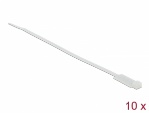 Delock Kábelkötöző címkével Hx 190 x Sz 4,8 mm, 10 darab fehér (18956)
