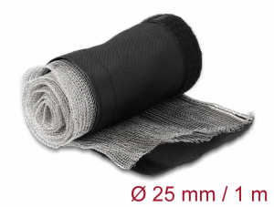 Delock Hőellenálló EMI Shielding fonott borítás tépőzáras rögzítővel, 1 m x 25 mm méretű, fekete (20842)