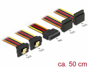 Delock k&aacute;bel SATA 15 tűs t&aacute;pk&aacute;bel be&eacute;p&iacute;thető funkci&oacute;val> 2 x SATA 15 tűs csatlakoz&oacute;aljzat 30 cm (60159)
