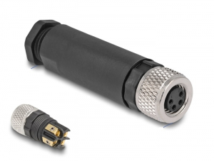 Delock M8 Csatlakoz&oacute; A-k&oacute;dol&aacute;s&uacute;, 4 tűs anya csavarozhat&oacute; kapcsolat (60532)