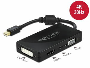Delock Mini DisplayPort 1.2 adapter - VGA / HDMI / DVI / audio anya 4K passzív fekete (62073)