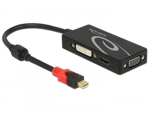 Delock Adapter mini Displayport 1.2-dug&oacute;s csatlakoz&oacute; > VGA / HDMI / DVI-csatlakoz&oacute;h&uuml;vely 4K passz&iacute;v (62855)