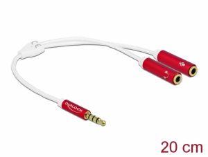 Delock Fejhallgató adapter 1 x 3,5 mm-es, 4 tűs sztereo jack apa - 2 x 3,5 mm-es, 4 tűs sztereo jack (66519)