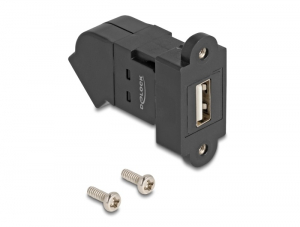 Delock USB 2.0 A-típusú panel tartó anya   A-típusú anya 45 -ban hajlított fekete (67150)
