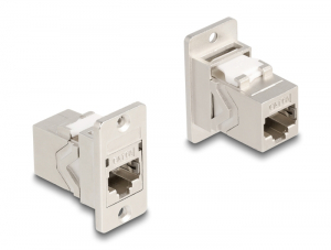 Delock Panel tartó RJ45 Keystone modul kapcsoló anya - anya Cat.6A fém kúpos (67163)