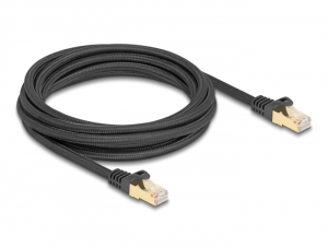 Delock RJ45 h&aacute;l&oacute;zati k&aacute;bel fonott bor&iacute;t&aacute;ssal Cat.6A S/FTP apa - apa 3 m fekete (80319)