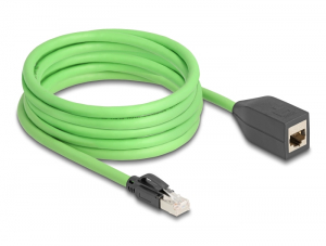 Delock RJ45 h&aacute;l&oacute;zat bőv&iacute;tő k&aacute;bel Cat.6A apa - anya SF/UTP alkalmas k&aacute;belvezető l&aacute;ncokhoz PUR (TPU) 5 m z&ouml;ld (80882)