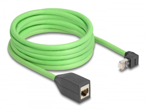 Delock RJ45 h&aacute;l&oacute;zat bőv&iacute;tő k&aacute;bel Cat.6A apa felfel&eacute; n&eacute;ző csatlakoz&oacute;dug&oacute;val - anya SF/UTP alkalmas k&aacute;belvezető l&aacute;ncokhoz PUR (TPU) 5 m z&ouml;ld (80885)