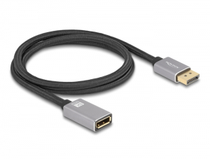 Delock DisplayPort bőv&iacute;tők&aacute;bel 8K 60 Hz 1 m sz&uuml;rke f&eacute;m retesz n&eacute;lk&uuml;li (81079)