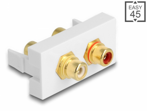 Delock Easy 45 modul 2 x RCA anya port, piros / fehér gyűrű 22,5 x 45 mm (81396)