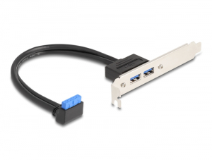 Delock Hornyos konzolos kábel 1 db. USB 5 Gbps tűfejes anya 90 -ban hajlított végződéssel és 2 db. USB 5 Gbps A-típusú anya végződéssel 50 cm (83015)